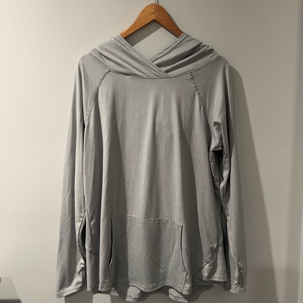 Women Gray Hooded Workout shirt